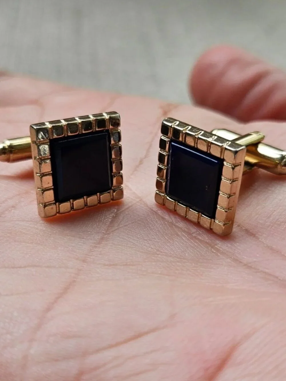 Vintage Cufflinks Blue/Gold Tone Dress Shirt Cuff Stud Links Fashion Jewelry